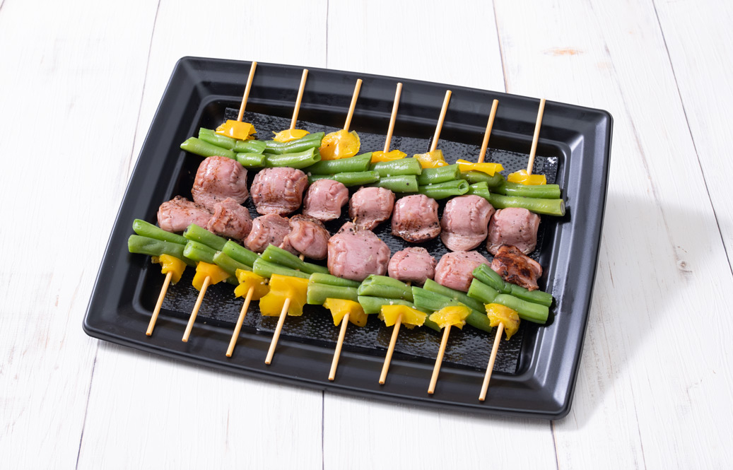 砂肝とインゲンと黄ピーマンのピンチョスL